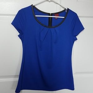Merona Cobalt Blue Top with Faux Leather Trim